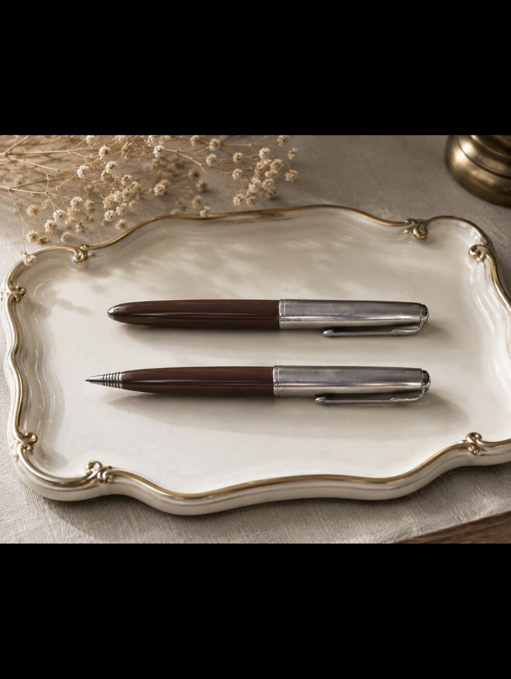 Parker 51 Cocoa Set  Aerometric Fountain And Pencil Set Vintage .